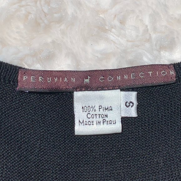 Peruvian Connection Black Cotton Knit Petal Dress S EUC - Picture 4 of 4